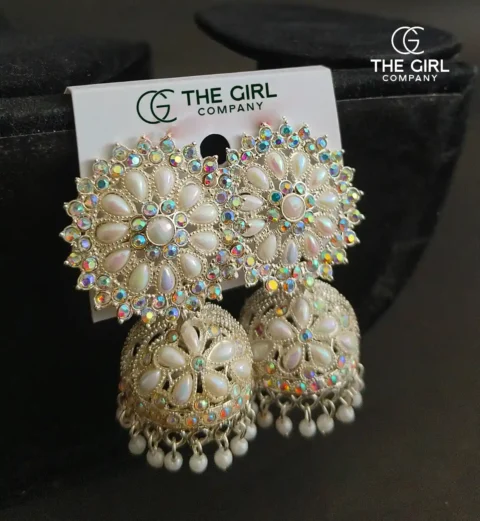 White Ritiya Jhumkis